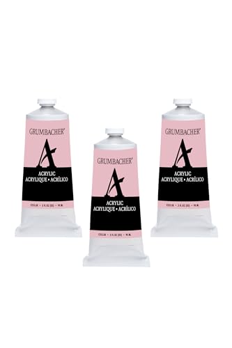 Grumbacher Pale Pink Acrylic Paint, 90ml/3 oz. Metal Tube, 3-Pack - color: Pale Pink