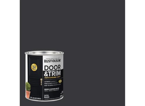 Rust-Oleum 369383 Advanced Dry Door & Trim Paint, Quart, Satin Black - color: Satin Black