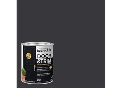 Rust-Oleum 369383 Advanced Dry Door & Trim Paint, Quart, Satin Black - color: Satin Black