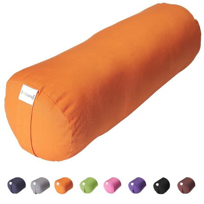 Sol Living Yoga Bolster Pillow for Restorative Yoga, 100% Cotton Meditation Cushion, Extra Firm Support Bolster for Yoga Body Pillow with Removable Washable Cover and Carry Handle