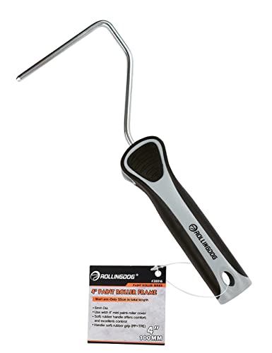 ROLLINGDOG 4 Inch Paint Roller Frame with Single Rod | Use With 4 Inch Mini Paint Roller Covers for Cutting in and Detail Painting - color: 4" Roller Frame