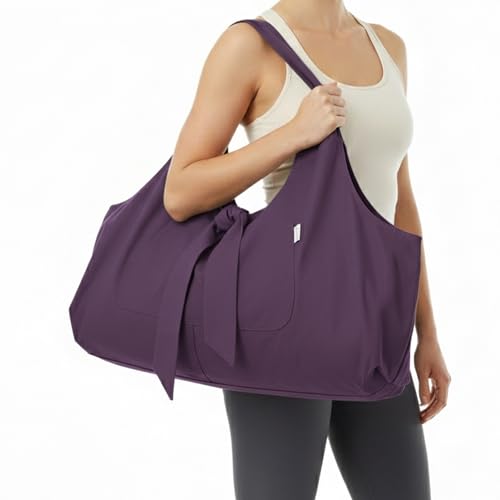 Yogiii Yoga Mat Bag | The ORIGINAL YogiiiTotePRO | Large Yoga Mat Bag or Yoga Mat Carrier with Side Pocket | Yoga Bag Fits Most Size Mats - color: Imperial Purple