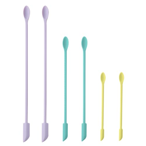 6 Pieces Multi Size Makeup Spatula, Beauty Spatula, Mini Small Silicone Spatula Set for Beauty and Kitchen, Tiny Scraper for Jar, Kitchen Bottles, Cosmetic (Multicolor) - color: Multicolor