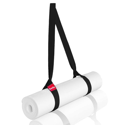 Yoga Mat Straps 2 in 1 - Cotton - Adjustable anti-slip straps for yoga, pilates, stretching, for carrying mats - color: Black
