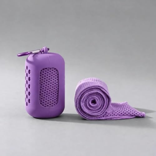 Cooling Towel, Quick Dry Sports Towel with Silicone Case, 11.8 x 35.4 in - color: Purple, size: Medium