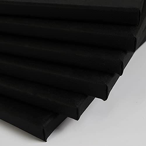 CONDA Black Stretched Canvas 12x12 inch, 8 Pack Canvases for Painting, 100% Cotton, 8 oz Gesso-Primed, 5/8 Inch Profile Artist Canvas Value Bulk Pack for Acrylics, Oils Painting - size: 12"x12" 8 Pack
