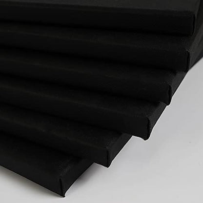 CONDA Black Stretched Canvas 12x12 inch, 8 Pack Canvases for Painting, 100% Cotton, 8 oz Gesso-Primed, 5/8 Inch Profile Artist Canvas Value Bulk Pack for Acrylics, Oils Painting - size: 12"x12" 8 Pack
