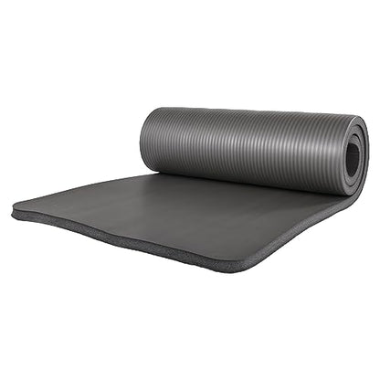 BalanceFrom 7-Piece Yoga Set with 71x24x1 Inches Extra Thick Mat and Carrying Sling – Includes 2 Blocks, Stretch Strap, 2 Towels, and Knee Pad for Home, Studio, and Gym Workouts - color: Gray