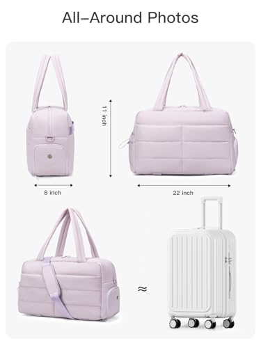 Gitus Travel Duffle Bag for Women Puffer Weekender Bags Carry on Gym Bag - color: Lavender