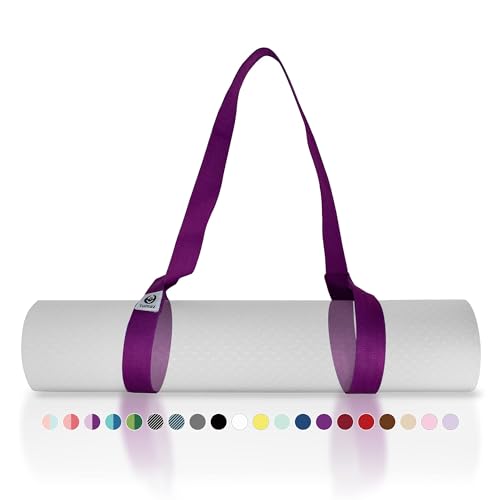 Tumaz Yoga Mat Strap Adjustable Carrier for All Yoga Mats, 2 Sizes | Extra Thick Cotton Blend |16+ colors are available | Fits Most Yoga Mats | Soft Woven Texture | Comfortable Shoulder Carry - color: 09. Dark Purple, size: 85 IN