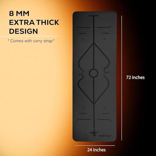 BodyForge Yoga Mat Thick Exercise Mat Thick Non-Slip Extra Thick High-Density Pilates & Resistance Bands Exercise Bands Workout Bands Resistance Bands Exercising Bands Men and Women Work Out Bundle - color: Black