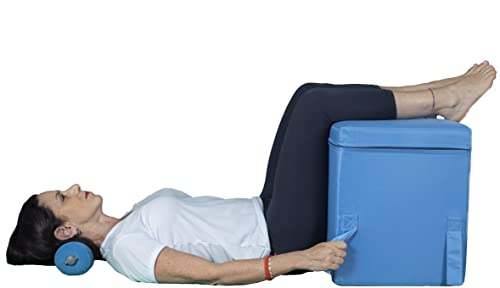 Pain Free-Posture Long & Short Inflatable Roll/Towel and Strap/Yoga Belt-to place under the NECK & LOW BACK to RELAX & REDUCE PAIN-Regain the Natural Curve of the Spine-Support Driving, Plane & Travel