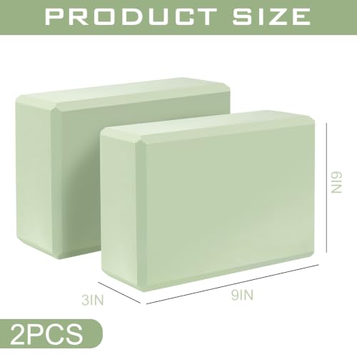 9"x6"x3" Yoga Block, 2 Pcs Soft Non-Slip Foam Blocks Supportive - color: Pale Green