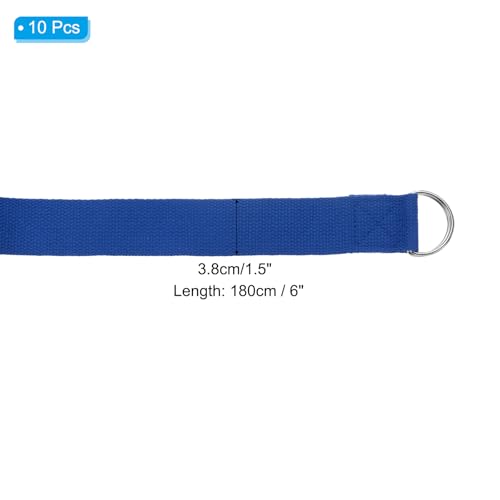PATIKIL Yoga Strap for Stretching, Cotton Yoga Belt with Adjustable Metal D-Ring Buckle Stretch Band for Fitness Pilates - color: Navy Blue