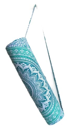 INDIAN CRAFT CASTLE ICC Yoga Mat Bag Carrier Full-Zip Exercise Yoga Mat Carry Bag for Women Men with Multi-Functional Storage Pockets and Adjustable Shoulder Strap 26X6 Inches - style: Green Ombre