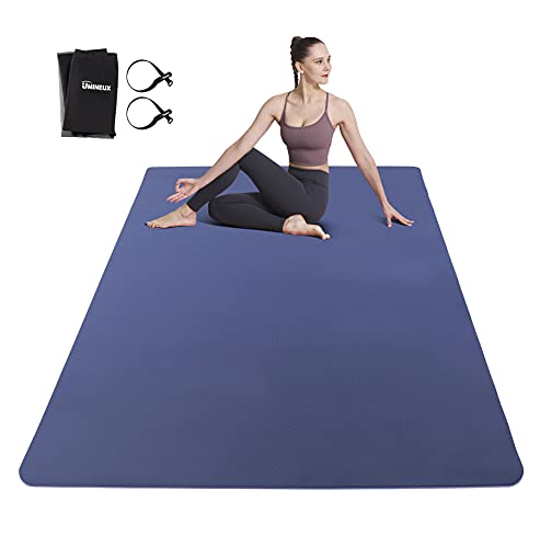 UMINEUX Large Yoga Mat for Men and Women 1/4 & 2/5 Inch Extra Thick TPE Fitness Mat for Home Gym Workout, Non-Slip, Eco Friendly Exercise Mat for Yoga, Pilates, Stretching, Meditation - color: Moonlight Blue & Alaskan Blue, size: 72"x48"x1/4"