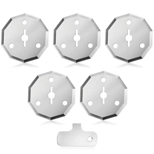 Frienda 5 Pack Universal Rotary Cutter Blades Replacement for Rotary Cutter, Stainless Steel Electric Scissors Cutting Blades with Change Tool for Fabric Quilting Leather Paper Cardboard Thin Plastics