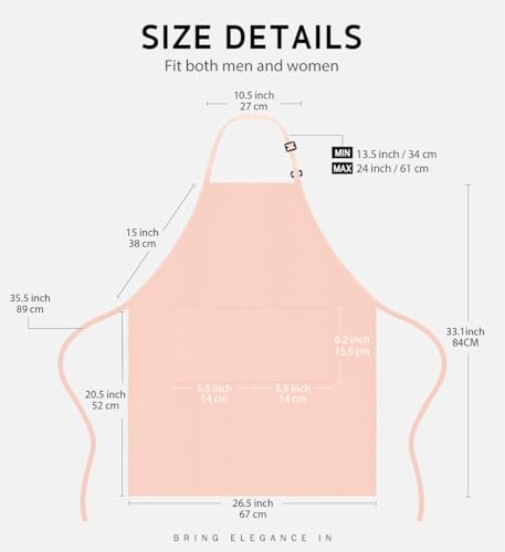 Syntus Apron for Men Women, Adjustable Cooking Kitchen Apron with 2 Pockets | Machine Washable, Firm Stitching, Stain Resistance, Long Tie Straps, 2 Pockets, Versatility, Unisex Use, Gift, BBQ - color: Nude Pink, style: 2 Polyester