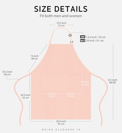 Syntus Apron for Men Women, Adjustable Cooking Kitchen Apron with 2 Pockets | Machine Washable, Firm Stitching, Stain Resistance, Long Tie Straps, 2 Pockets, Versatility, Unisex Use, Gift, BBQ - color: Nude Pink, style: 2 Polyester