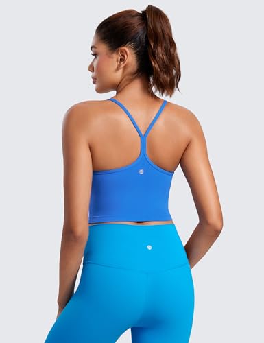 CRZ YOGA Butterluxe Y Back Crop Tank Tops - color: Sparkle Blue, size: XX-Small