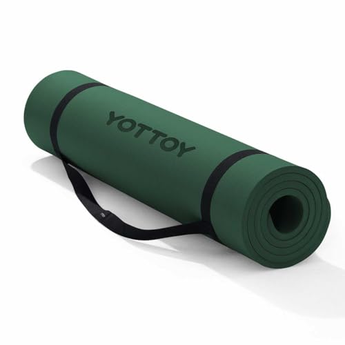 YOTTOY Yoga Mat，Extra Thick Yoga Mat (1/2inch),Professional TPE Exercise Mat,Non-Slip Workout Mat for Yoga, Pilates, Fitness, Barefoot Workouts, Home Gym Studio with Strap - color: Green, size: 72*32*1/2inch