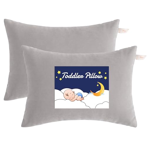NTBAY Toddler Pillows, Set of 2, 13"x18", Light Grey - color: Light Grey, size: 13"x18"