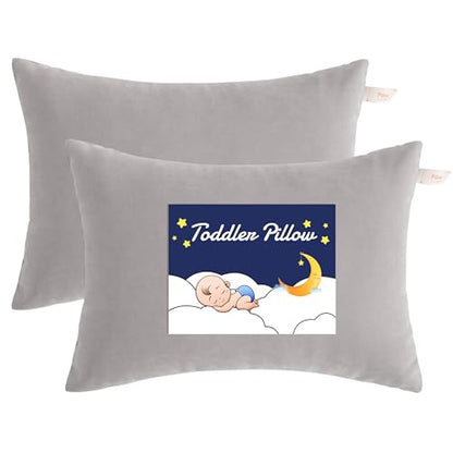 NTBAY Toddler Pillows, Set of 2, 13"x18", Light Grey - color: Light Grey, size: 13"x18"