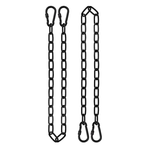 2 Pack 44in Hanging Chair Chain with 4 Carabiners, 500LB Capacity Hanging Kits Heavy Duty Hanging Chair Hardware for Hammock Swing Punching Bags Sandbag Indoor Outdoor Yoga Gym (Black,44in)