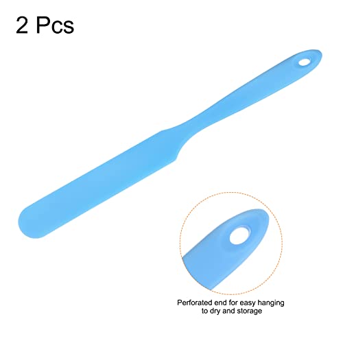 HARFINGTON 2Pcs Silicone Spatula Scraper 9.45" Reusable Non-Stick Flexible Spatulas for Epoxy Resin Liquid Paint Arts DIY Crafts, Blue - color: Blue