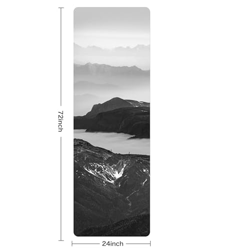 Non Slip Yoga Mat TPE Workout Mat for Men Women, Thick Workout Mat with Carrying Strap, Fitness Mats for Exercise, Yoga, Fitness, Pilates, Floor Workouts (72" x 24" x 6mm) - color: landscape