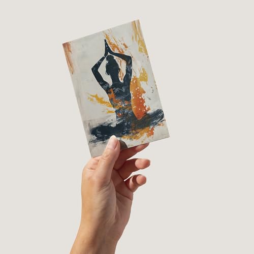 Artery8 Abstract Painting Woman in Yoga Pose Orange Greeting Birthday Card Him Her All Blank