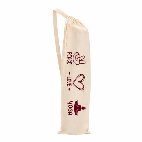 Mayatra's Organic Large Yoga Mat Tote Bag Cover -100% Cotton Lightweight,Washable Yoga Dust Bag With Adjustable Strap Unisex, Peace (Maroon-Yoga-Bag)