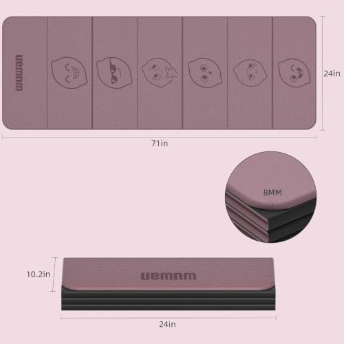 TPE Yoga Mat Foldable 8mm Thick Light Non-Slip for Home/Gym/Travel - color: Deep pink&black