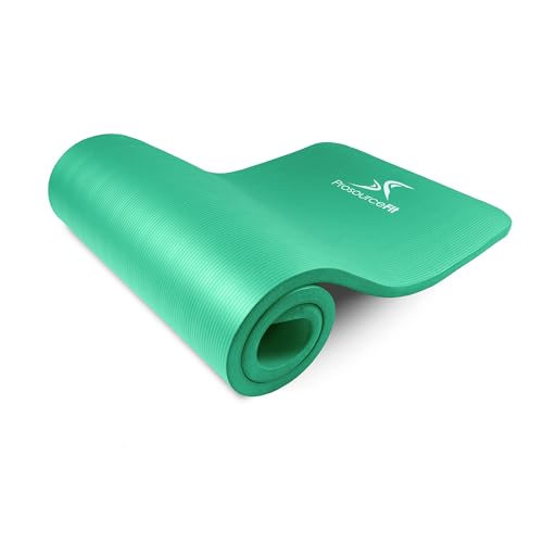 ProsourceFit Extra Thick Yoga and Pilates Mat 1/2” (13mm) or 1" (25mm), 71-inch Long High Density Exercise Mat with Comfort Foam and Carrying Strap - color: Green, size: 1"