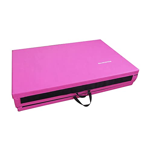 BalanceFrom 10x4 Feet 4-Panel Folding Gymnastics Mat – 2-Inch Thick Pad with Vinyl Surface and Carrying Handles for Tumbling, Yoga, Pilates, Home Workouts, and Martial Arts - color: Pink