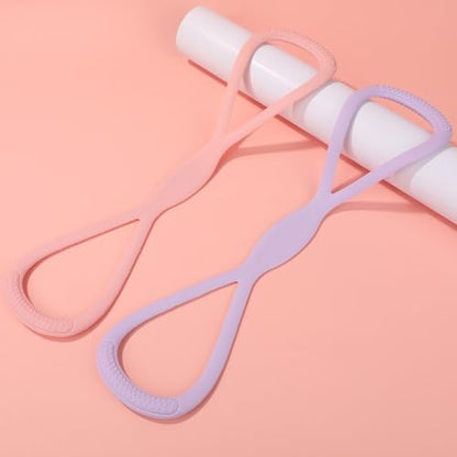 2pcs Figure 8 Resistance Bands, Silicone Pink Purple Resistance Bands with Anti-Slip Handles for Women Men Arms Back Shoulder Stretch (15LB/6,8KG, 25LB/11,34KG)