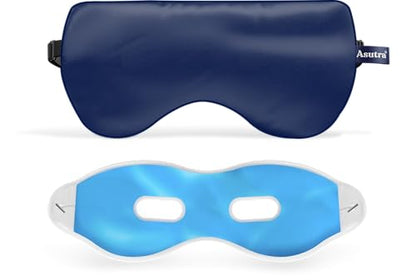 ASUTRA Silk Eye Pillow for Sleep, Navy - Filled w/Lavender Buds (One Size) - color: Navy