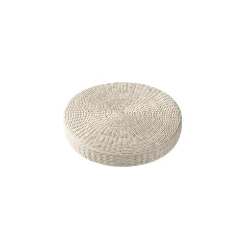 Round Tatami Floor Pillow, Handwoven Straw Cushion, Dia: 15.7" | Natural, Eco-friendly, Lightweight, Anti-Slip, Breathable, for Apartment Living Room Meditation Patio Outdoor Window Seat - size: 15.7''