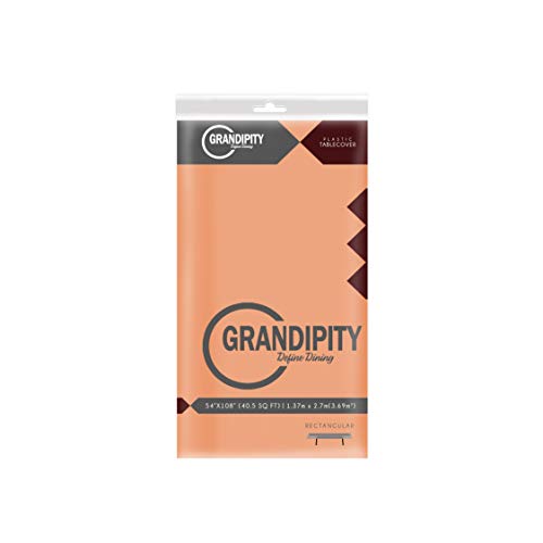 Peach 1 Pack Premium Disposable Plastic Tablecloth 54 Inch. x 108 Inch. Rectangle Table Cover - color: Peach, size: 108" x 54" (Rectangular)
