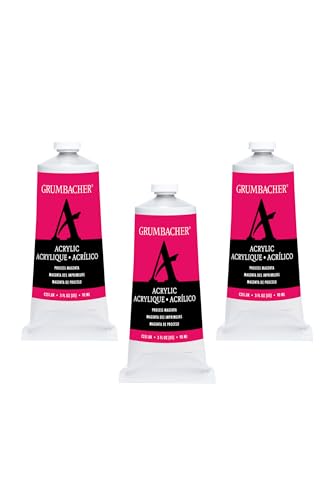 Grumbacher Process Magenta Acrylic Paint, 90ml/3 oz. Metal Tube, 3-Pack - color: Process Magenta