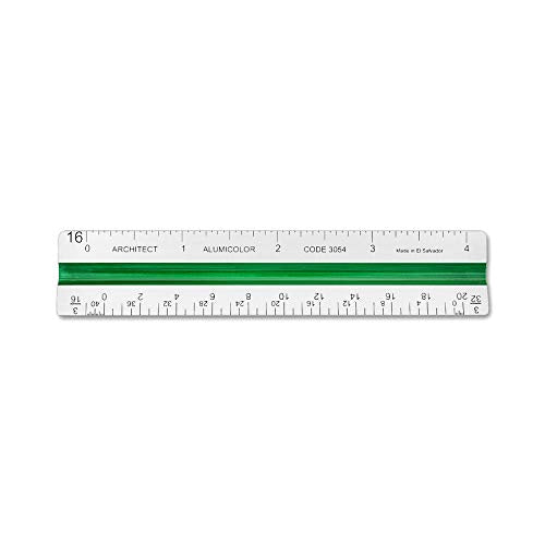 Alumicolor Aluminum Architect Color-Coded Solid Drafting Scale, 4IN, Silver - size: 4IN, style: Architect