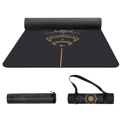 nuveti Yoga Mat Print Extra Thick TPE Non Slip Fitness Exercise Mat with Carrying Bag,72"x24" Extra Thick 6MM Exercise & Workout Mat for Yoga, Pilates Fitness and Floor Exercises - color: Grey