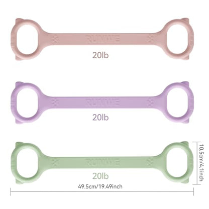 Figure 8 Workout Resistance Band - 3 Elasticities Optional 20 30 40lb, Thicker Durable Arm Back Shoulder Exercise Elastic Rope Yoga Straps Pilates Flexbands, Physical Therapy Stretch Bands - color: 20LB Pink+20LBPurple+20LBGreen