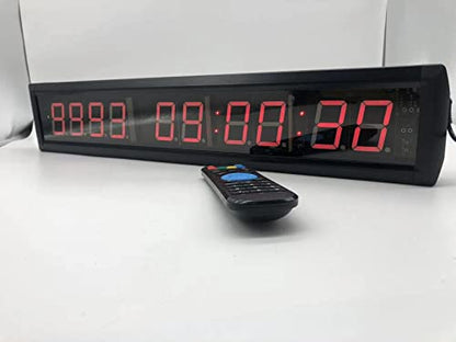 AZOOU 1.8-inch 10 Digits Red Color LED Timer Countdown/Up Wall Mounted Clock with Days Hours Mins Secs