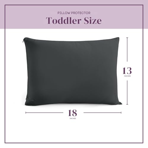 CirclesHome Pillow Protectors Single Pack Toddler Zippered - Dark Grey - 100% Cotton Breathable Pillowcases - Protects Pillows from Dirt, Dust and Debris Toddler - (Single Pack 18 x 13) - color: 4 - Dark Grey, size: Toddler (18 x 13 inches) - Set of 1