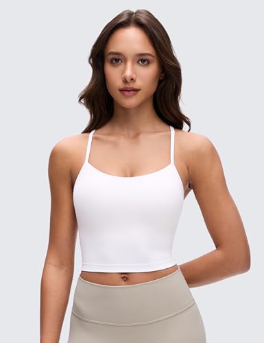 CRZ YOGA Butterluxe Y Back Crop Tank Tops - color: White, size: Medium