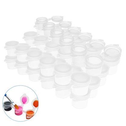 Hitefu Clear Empty Paint Pots with Lids, 36 Pcs, 5ml | Small Paint Containers, Paint Cups with Lids, For Schools, Students, Painting, Art Festival