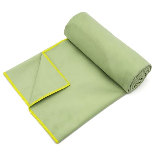 Eunzel Hot Yoga Towel Non Slip Yoga Mat Towel Non-Slip Sweat Absorbent Microfiber Towel for Hot Yoga, Pilates and Workout 72" x 26.5", Olive - color: Olive