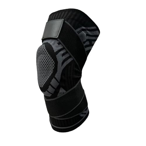 Knee joint bracket, Breathable Elastic Compression Knee Pad with Bilateral Spring-Supported Patella Gel Pads. High durability and performance suitable for jiu-jitsu, Muay Thai, wrestling, volleyball, running, cycling. Unisex (Black, Large) - color: Black,