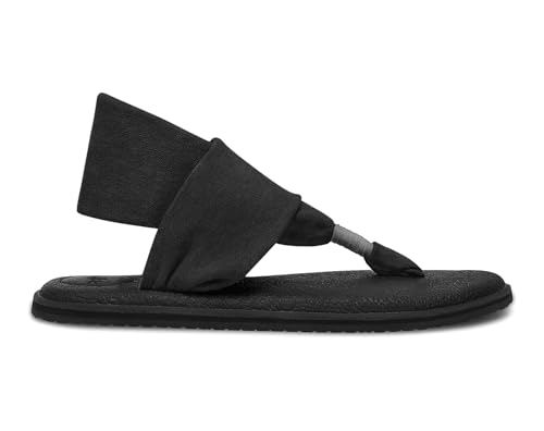Sanuk Women's Yoga Sling 2 | Yoga Mat Footbed | Sandals for Women | Yoga Sandals For Women| Two-Way Stretch Upper - color: Black, size: 6
